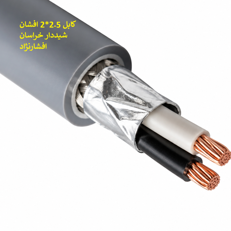 کابل افشان شیلدار 2.5*2 خراسان افشارنژاد کلاف صد متری